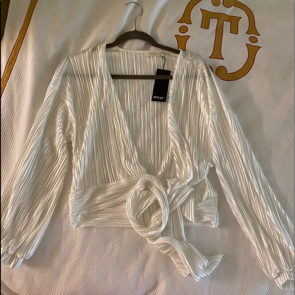 Nasty gal white wrap top NWT